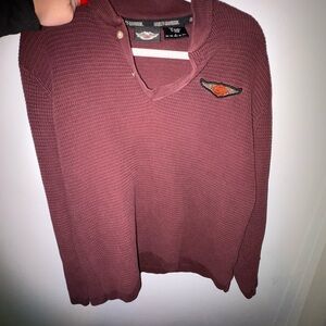 Harley-Davidson Burgundy V-Neck Sweater